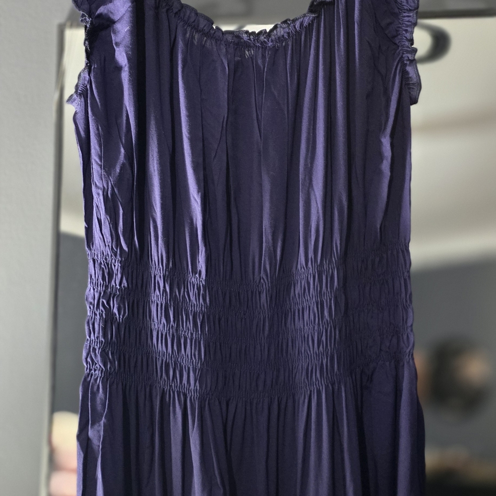 Ostoo Deep Blue Button-Front Maxi Dress - Picture 4 of 10